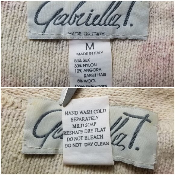 Gabriella T knit cardigan cherubs pattern sz M silk blend - Picture 6 of 7